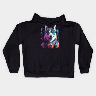 Music lover Siberian husky Kids Hoodie